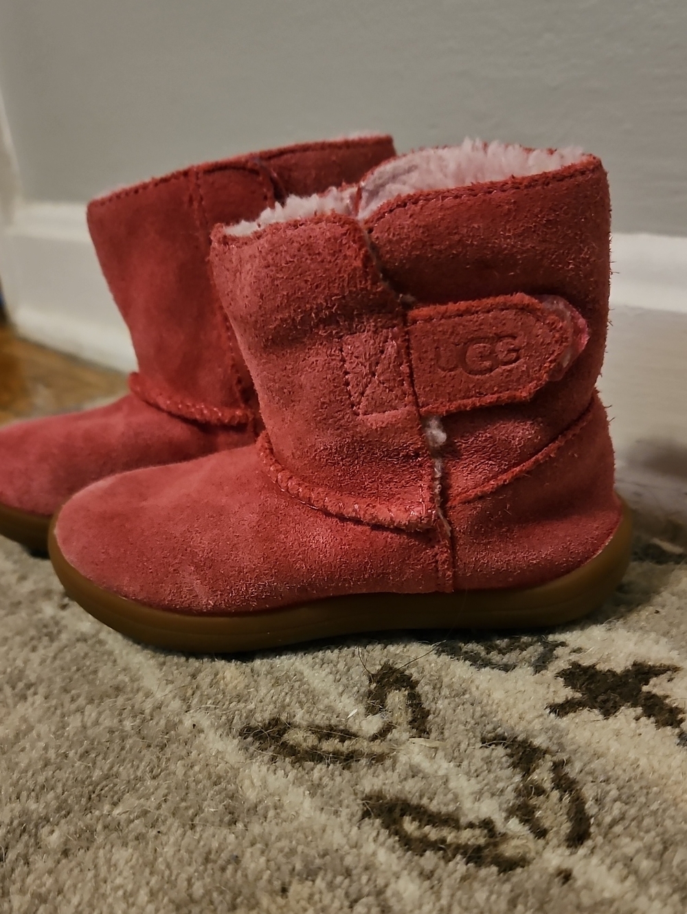 UGG Kids Pink Suede Shearling Boots